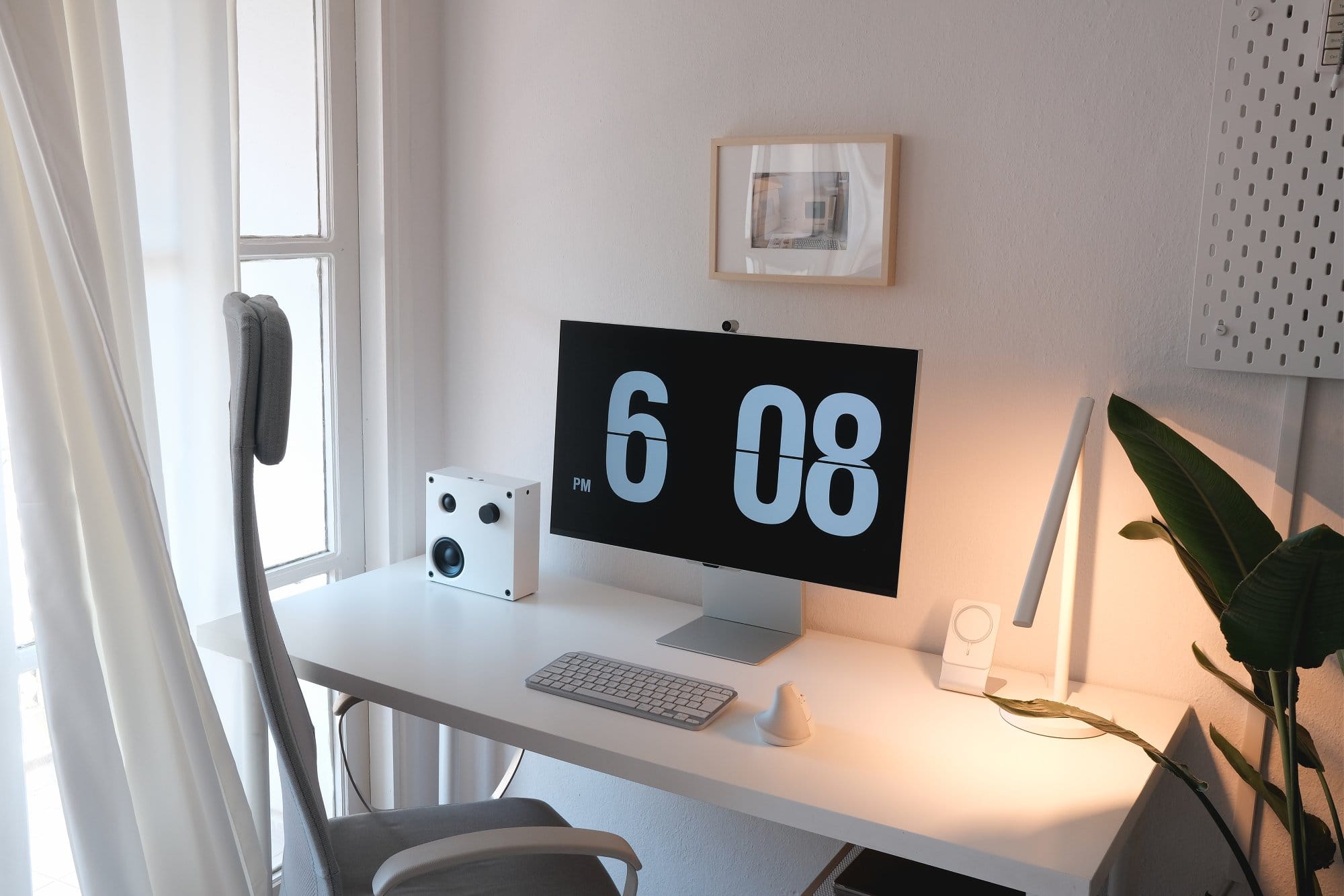 Minimal White Desk Setup in Turkey