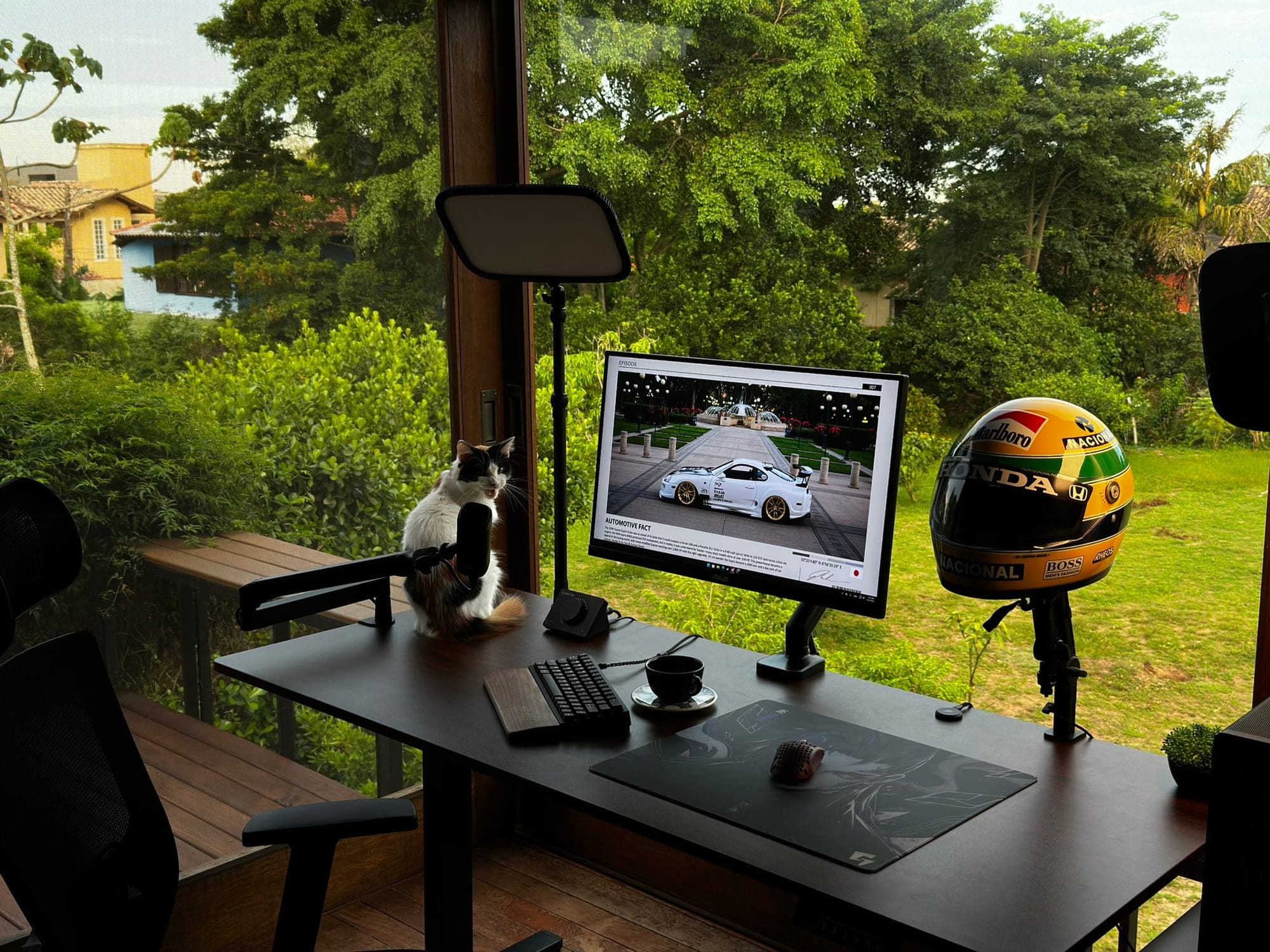 Calm Minimal Desk Setup with a View