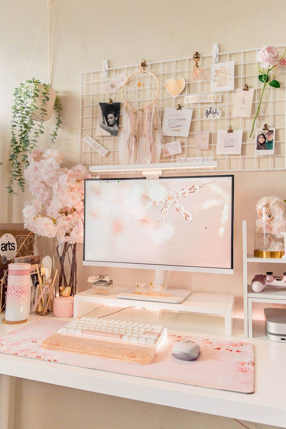 Chic Pink Desk Setup