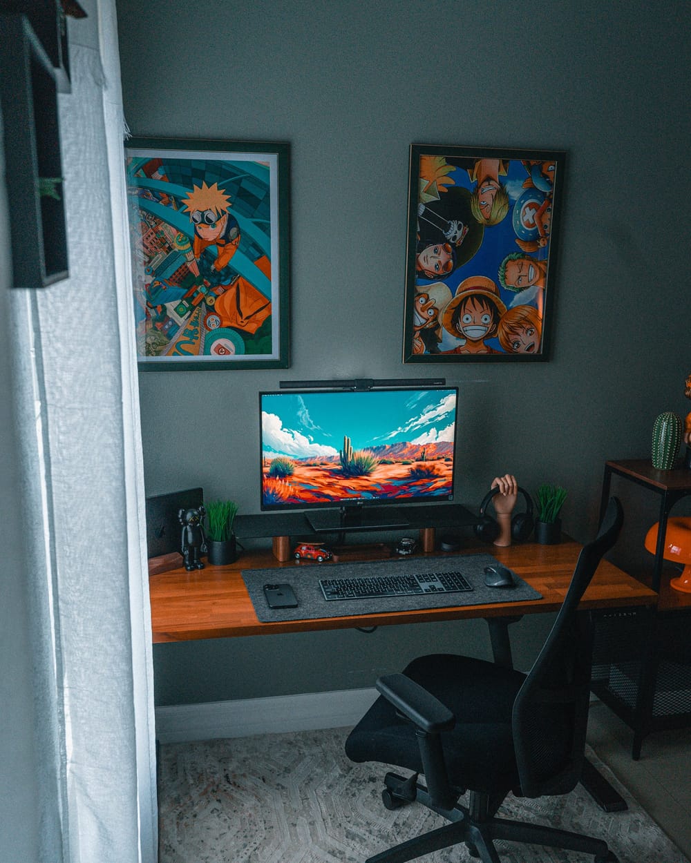 Filmmaker’s Desk Setup with Orange Accents