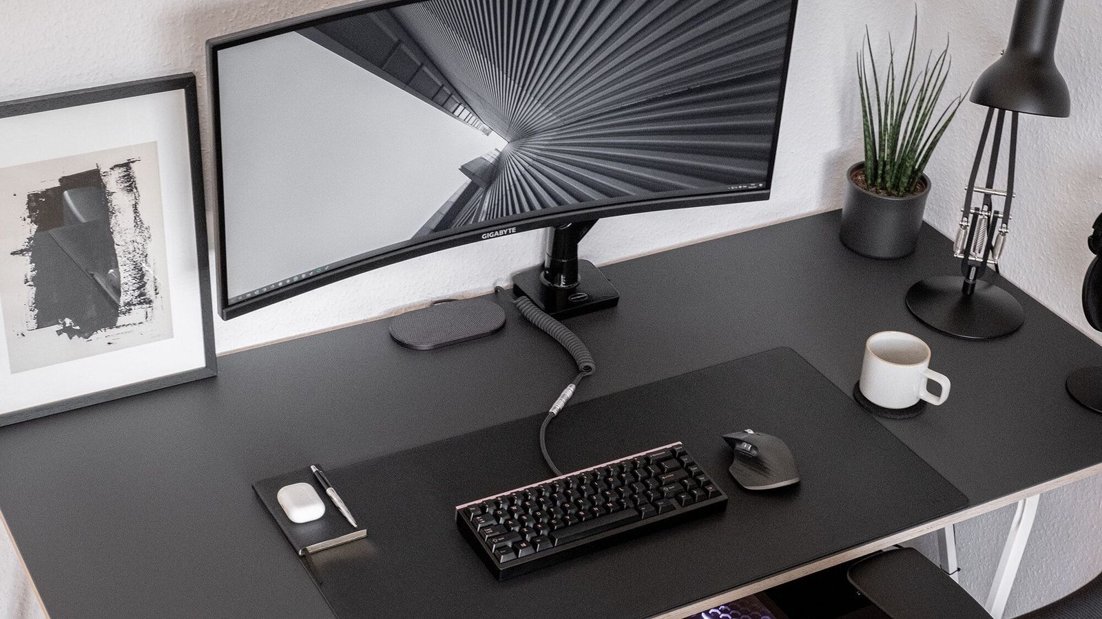 Minimalist Monochrome Desk Setup