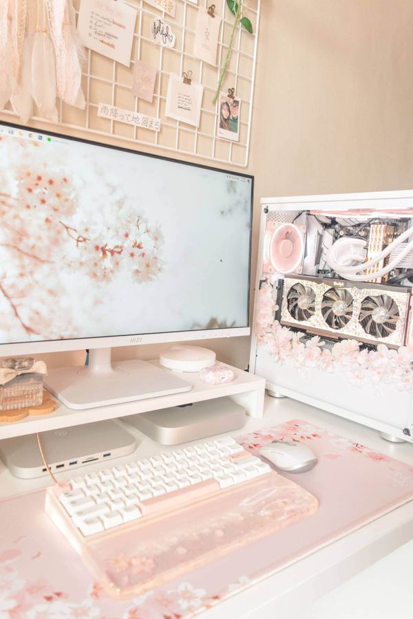 Chic Pink Desk Setup