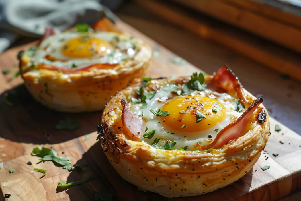 Ham and egg bread tartlets