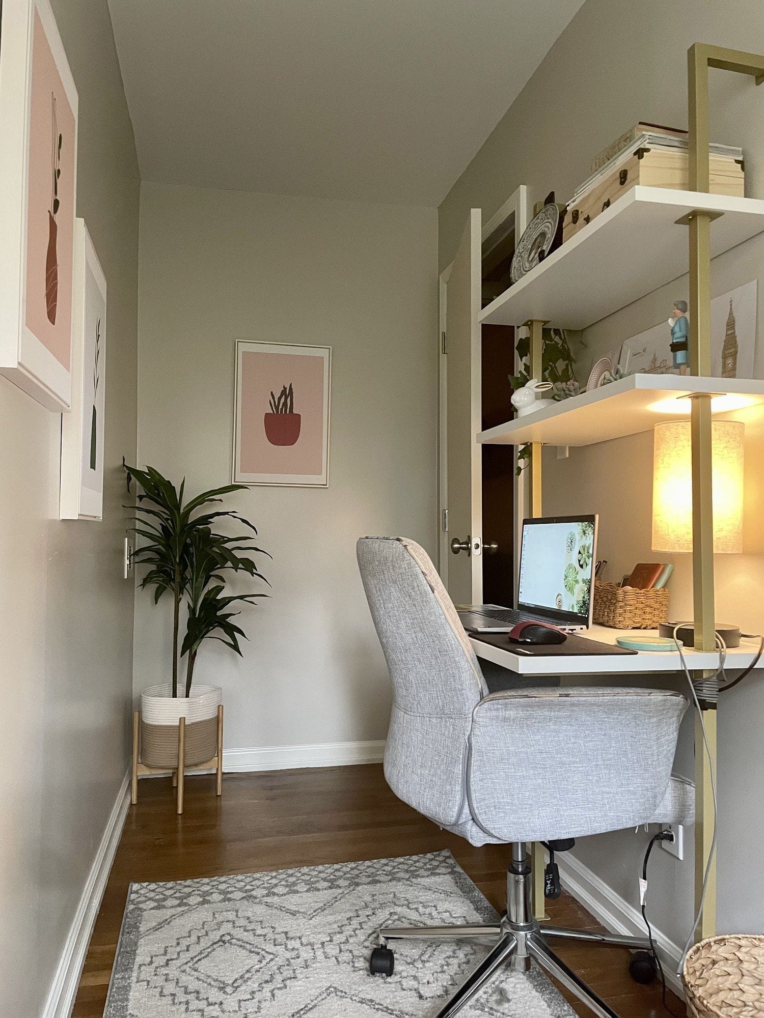 A vertically-built small desk setup for working from home
