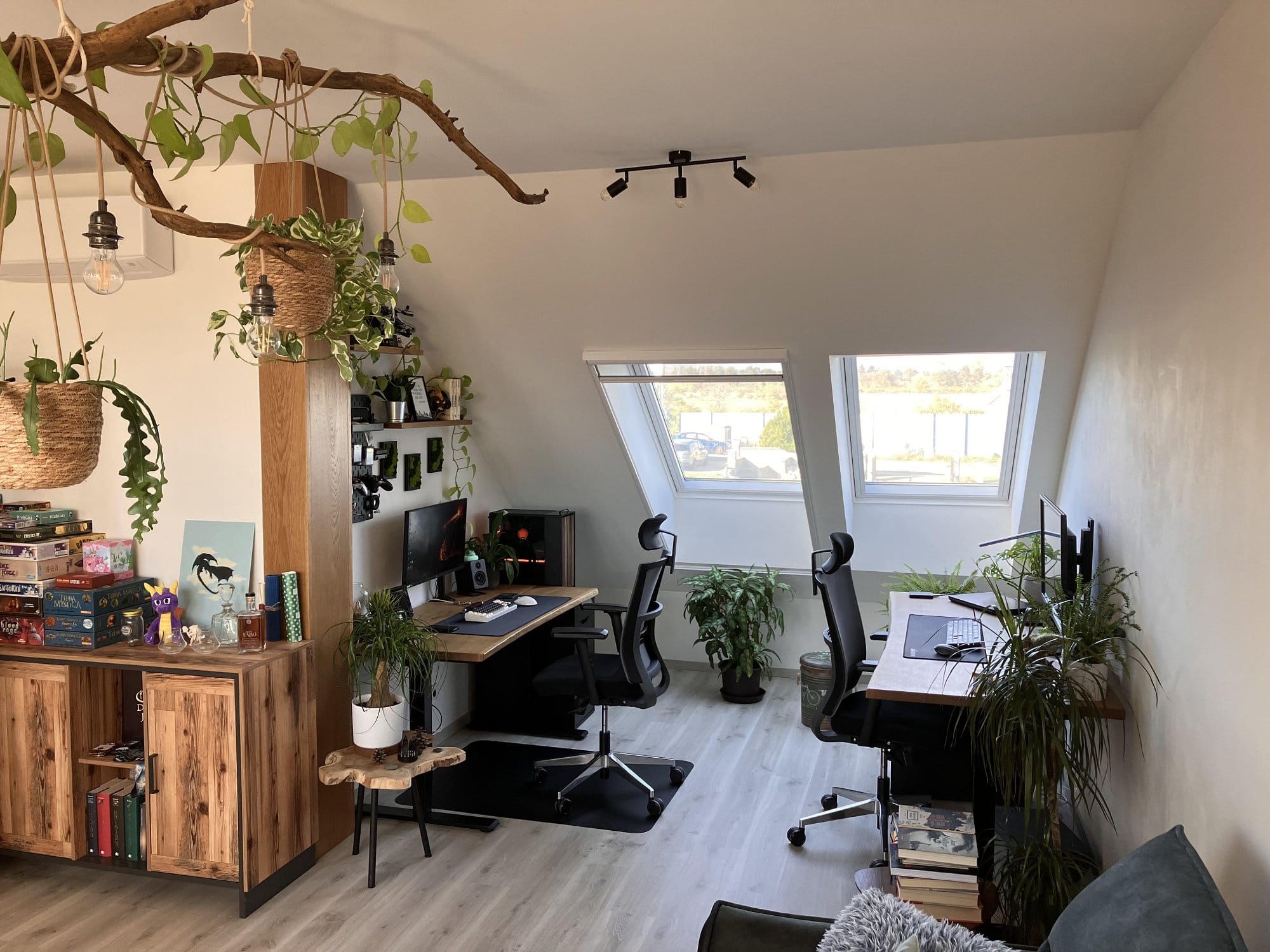 Cozy Desk Setup with Plants in the Czech Republic