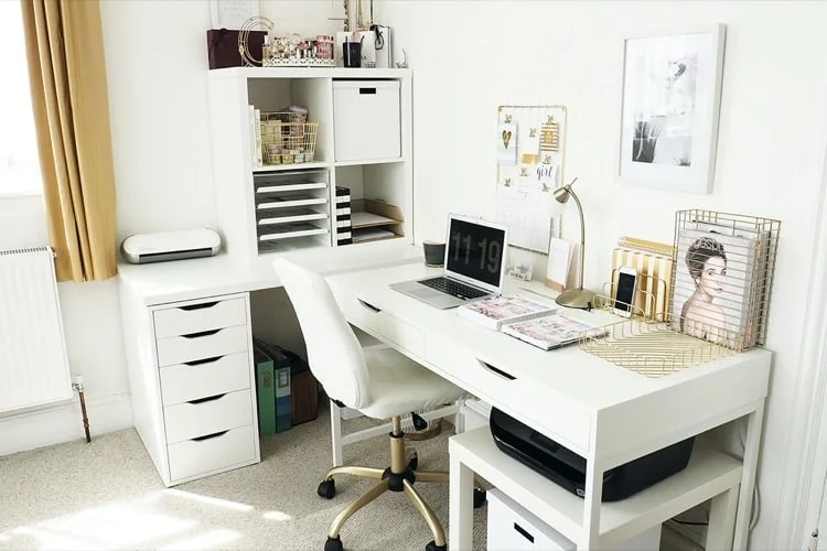 L-Shaped IKEA Desk Setup for Corner Spaces