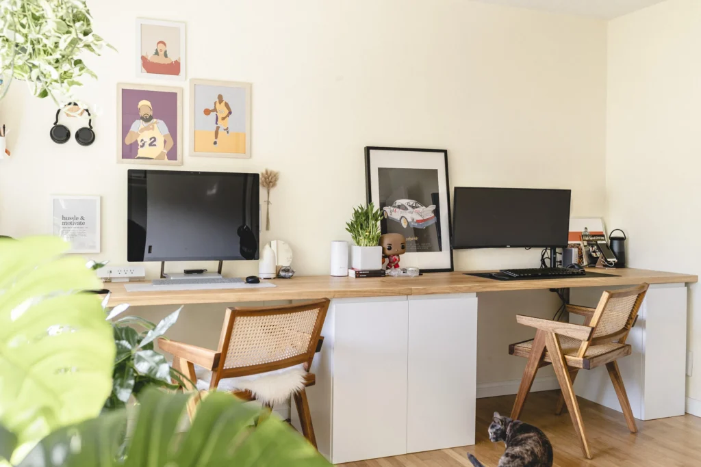 Shared Dual-Monitor IKEA Desk Setup