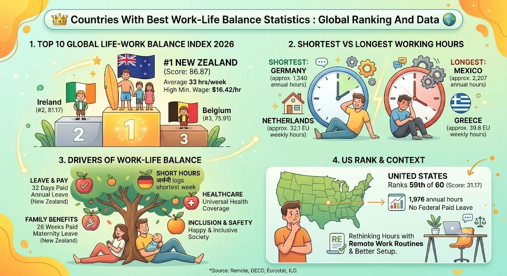Countries With Best Work-Life Balance Statistics 2026: Global Ranking ...