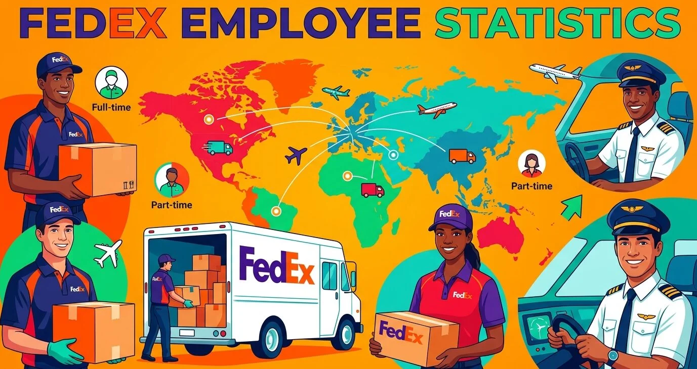 FedEx employee statistics 2026, including workforce size, hourly pay, turnover, and labor costs.